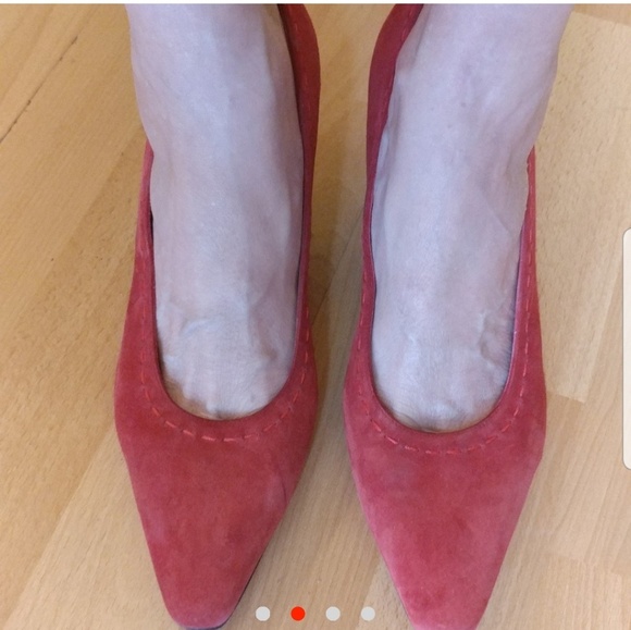 Chantal Italy Pumps Red Suede Vintage Sz 10 - Picture 4 of 4
